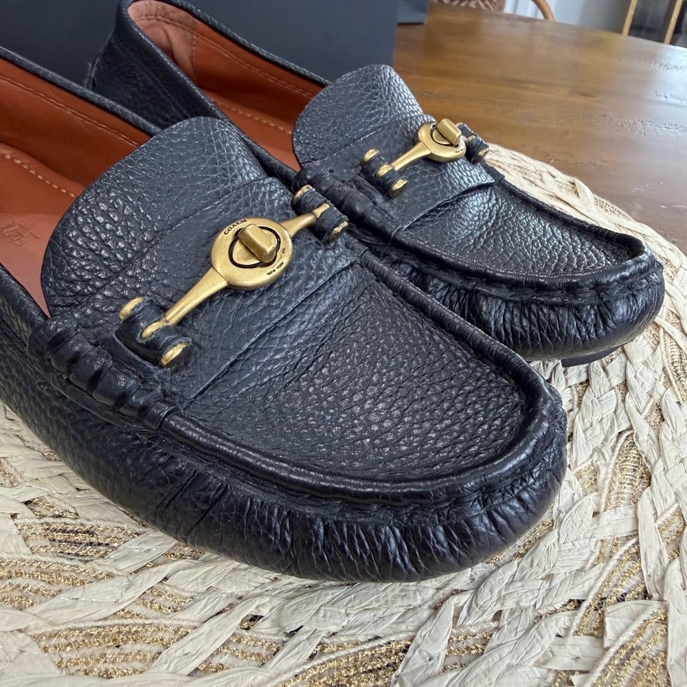 Coach Women's Black Leather Crosby Driver Turnlock Loafer Flats Size 7.5 - Picture 7 of 10